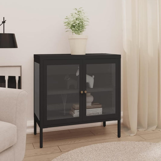 Vitrine aus Metall und Glas mit Glastueren