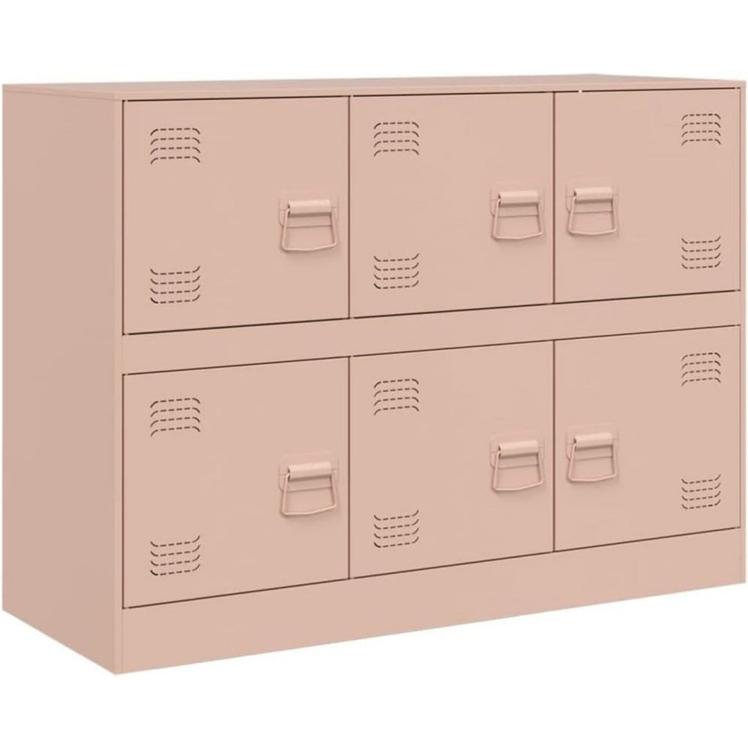 6 Tueren und Metallgriffe an dem Sideboard
