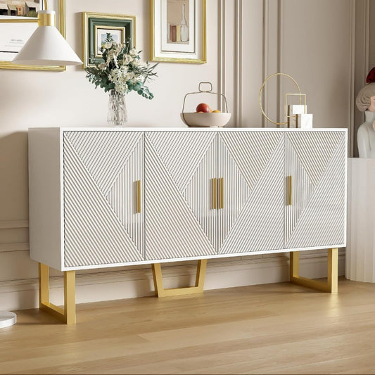 Sideboard verbindet glaenzende Oberflaechen und Hoehenverstellung