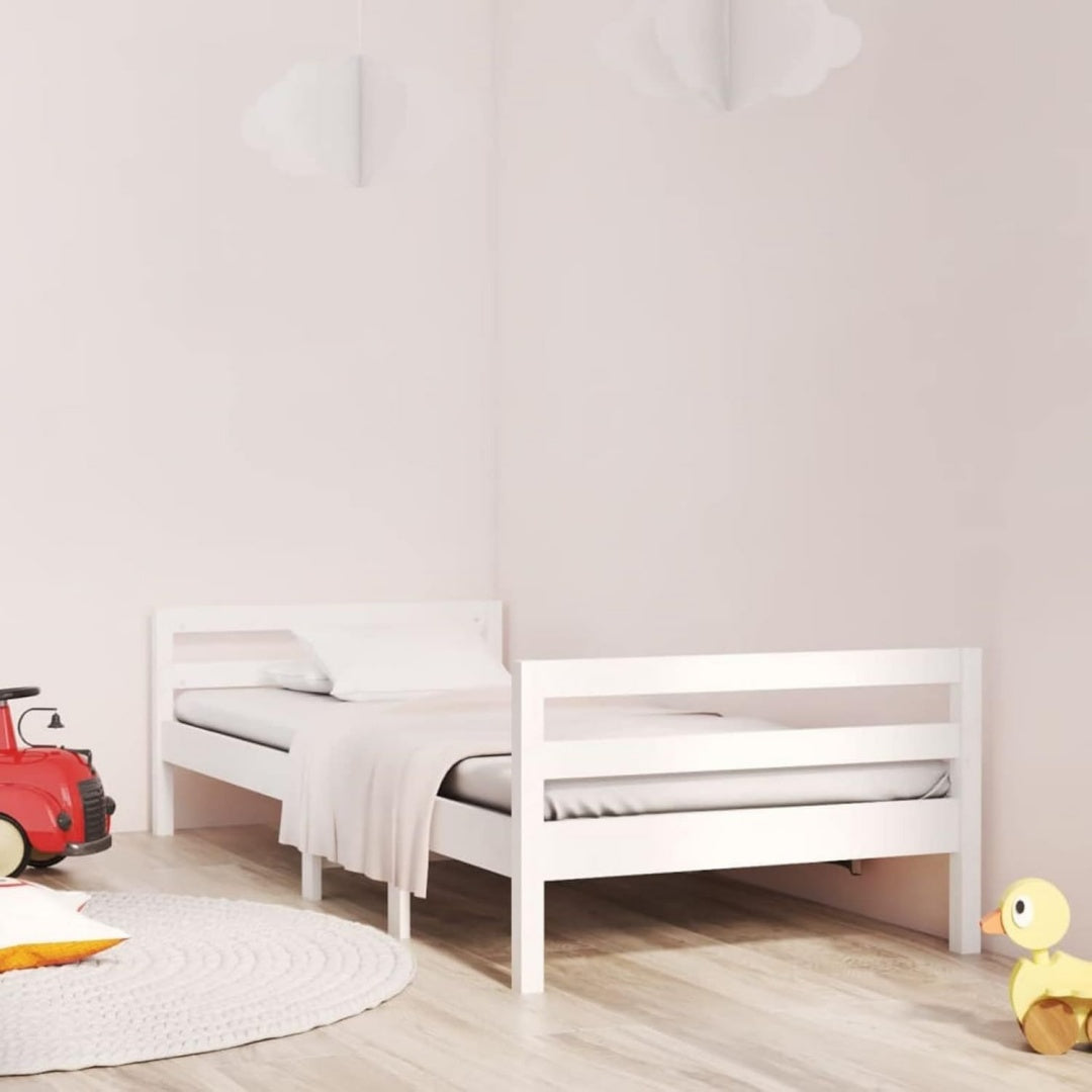 Bettgestell mit den Massen 90 x 200 cm in Weiss und Naturbraun