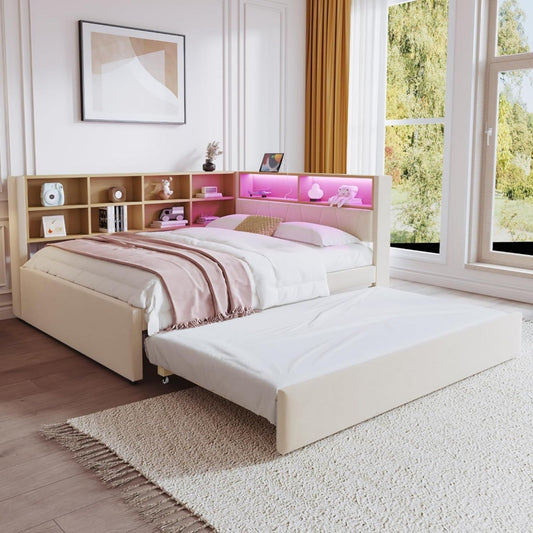 Bettgestell aus Stoff in Beige