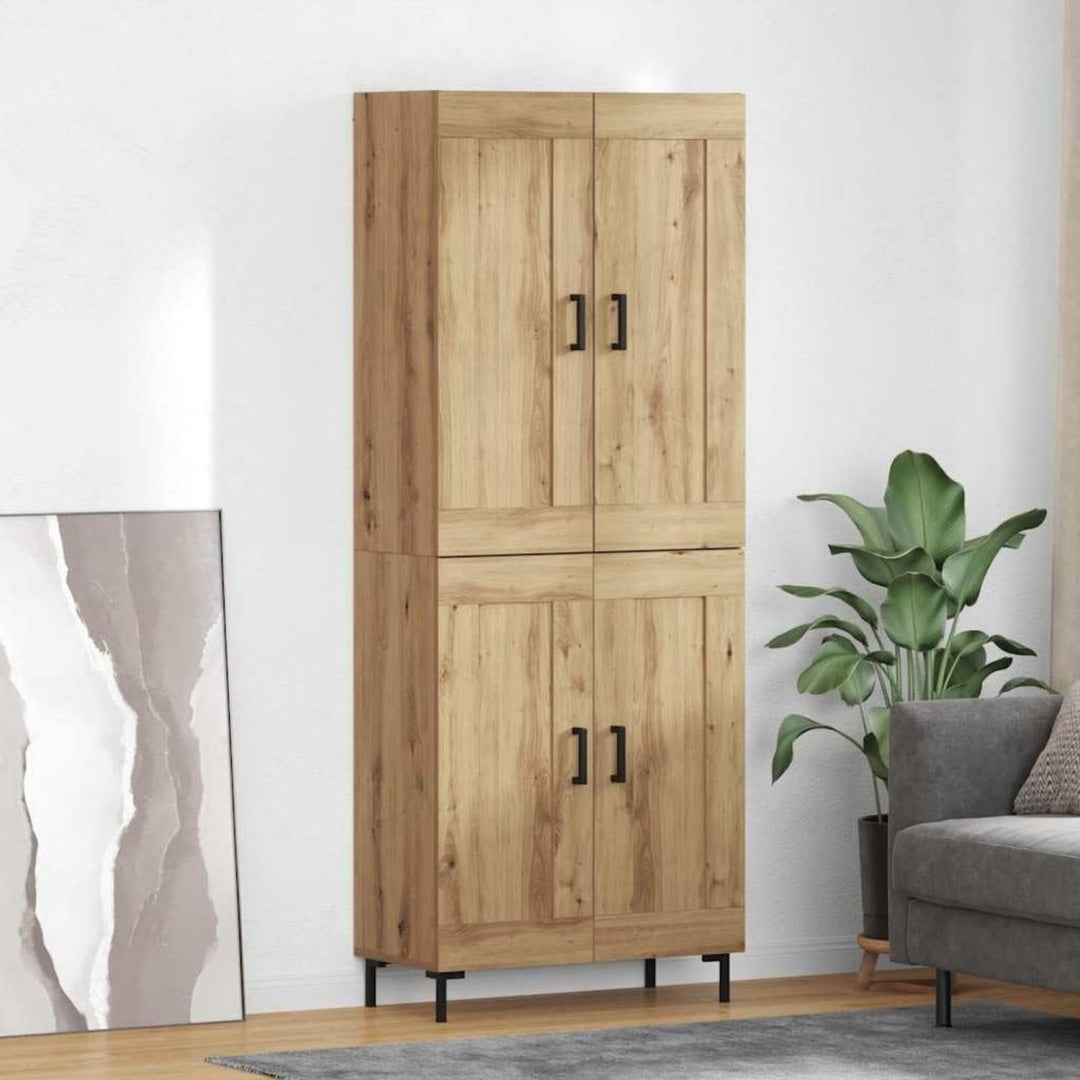 4 Tueren und ein Metallgestell an dem Hochschrank