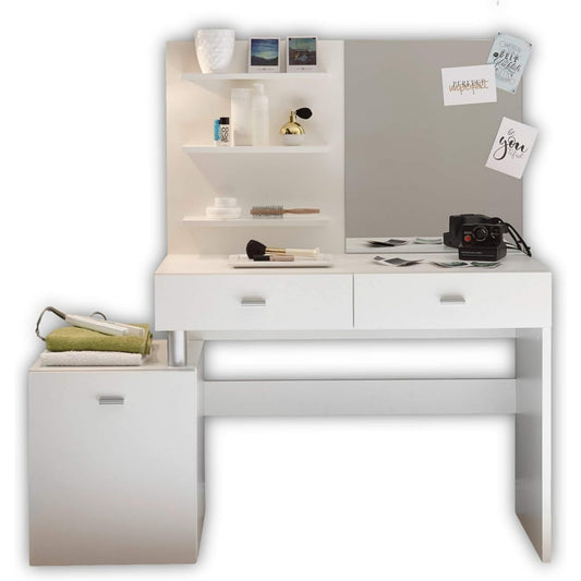 Schubladen an dem Schminktisch mit den Massen 132 x 145 x 43 cm