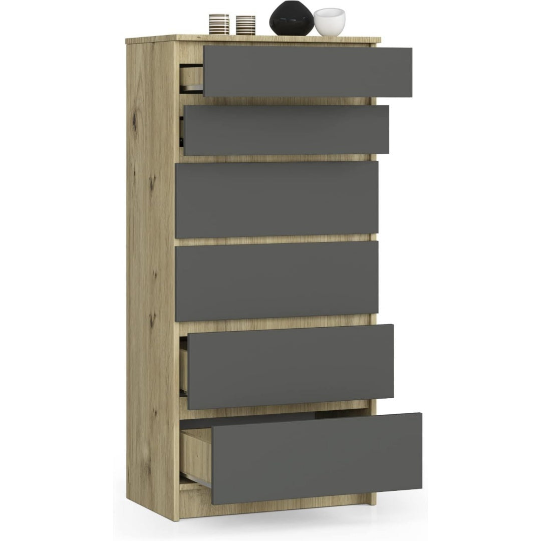 6 Schubladen und Schubladen bestimmen das Sideboard