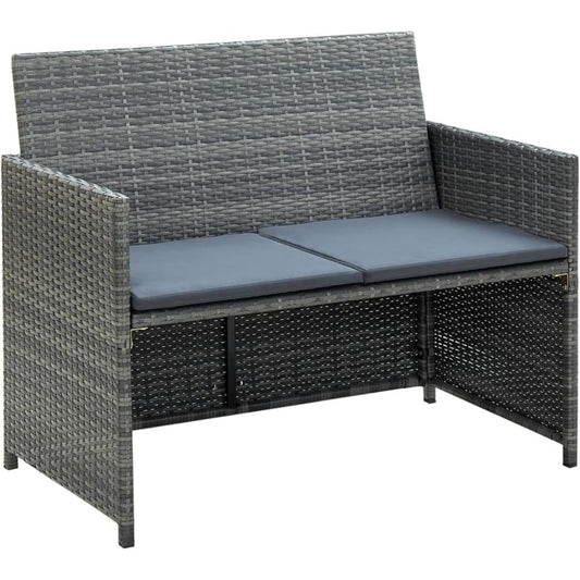 Flechtoptik und ein Metallgestell an dem Sofa