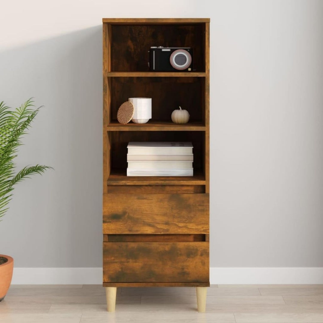Der Hochschrank misst 40 x 36 x 110 cm in Eichenbraun