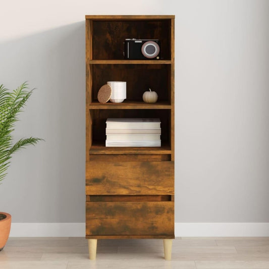 Der Hochschrank misst 40 x 36 x 110 cm in Eichenbraun