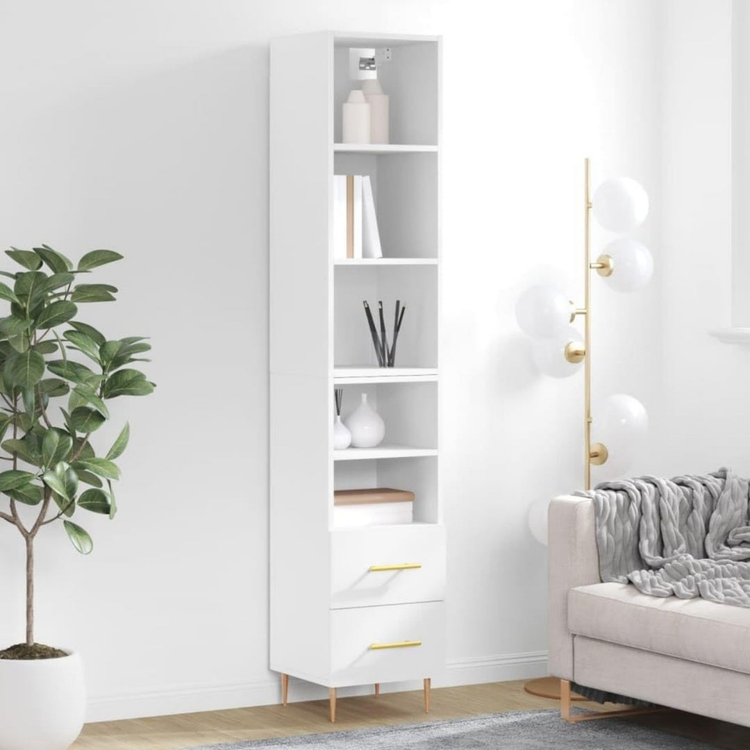 Hochschrank mit den Massen 34.5 x 34 x 180 cm in Weiss aus Holzwerkstoff