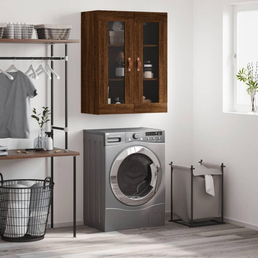 Wandschrank aus Holzwerkstoff und Glas in Eichenbraun