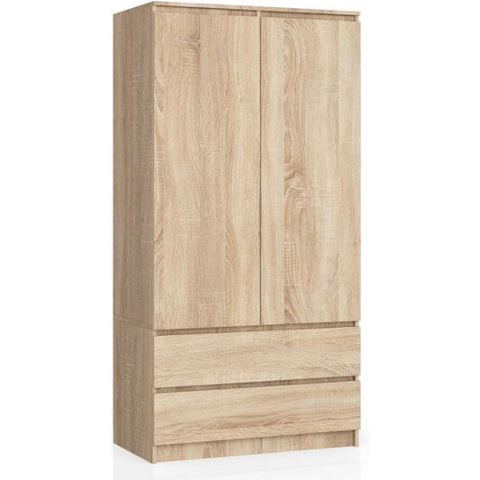 Geschlossener Stauraum trifft auf 2 Schubladen an dem Kleiderschrank