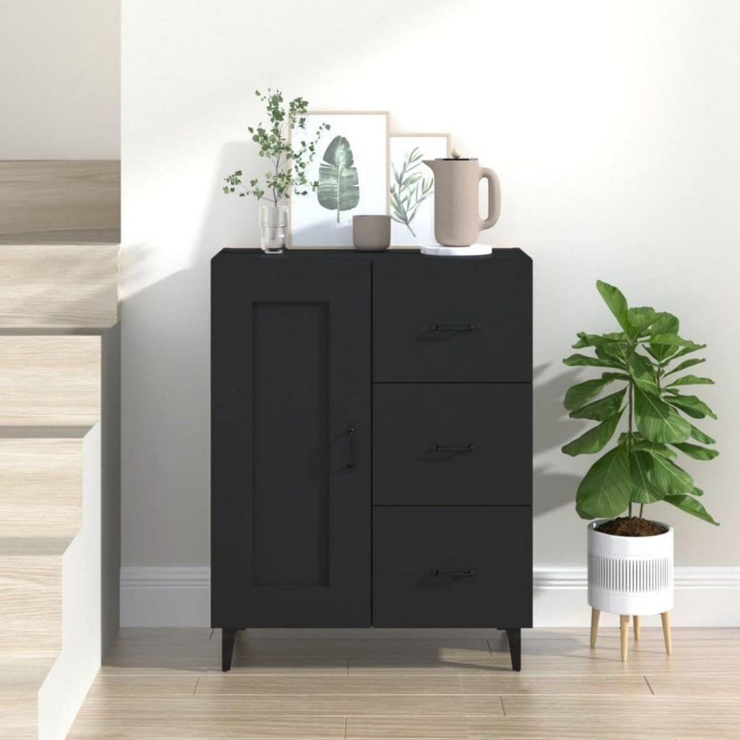 Hochschrank in Schwarz mit Schubladen