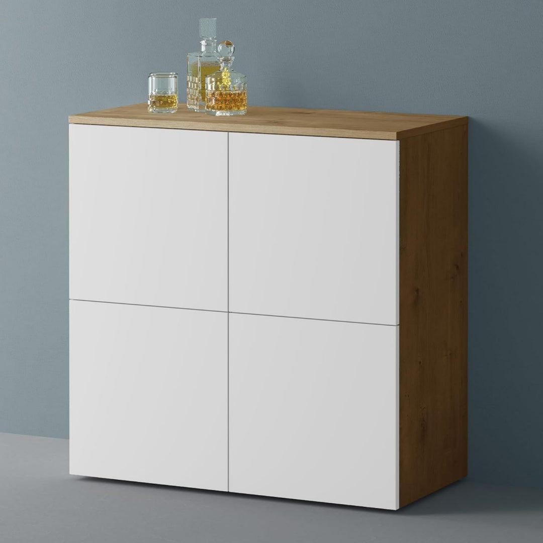 Sideboard mit 4 Tueren, grifflosen Fronten und sanft schliessenden Fronten