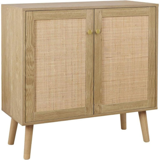 Sideboard verbindet Flechtoptik und Holzoptik