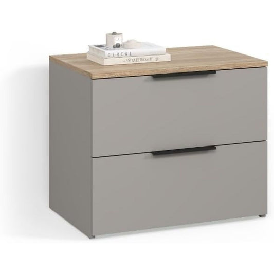 Beschichtete Flaechen praegen das Sideboard in Grau