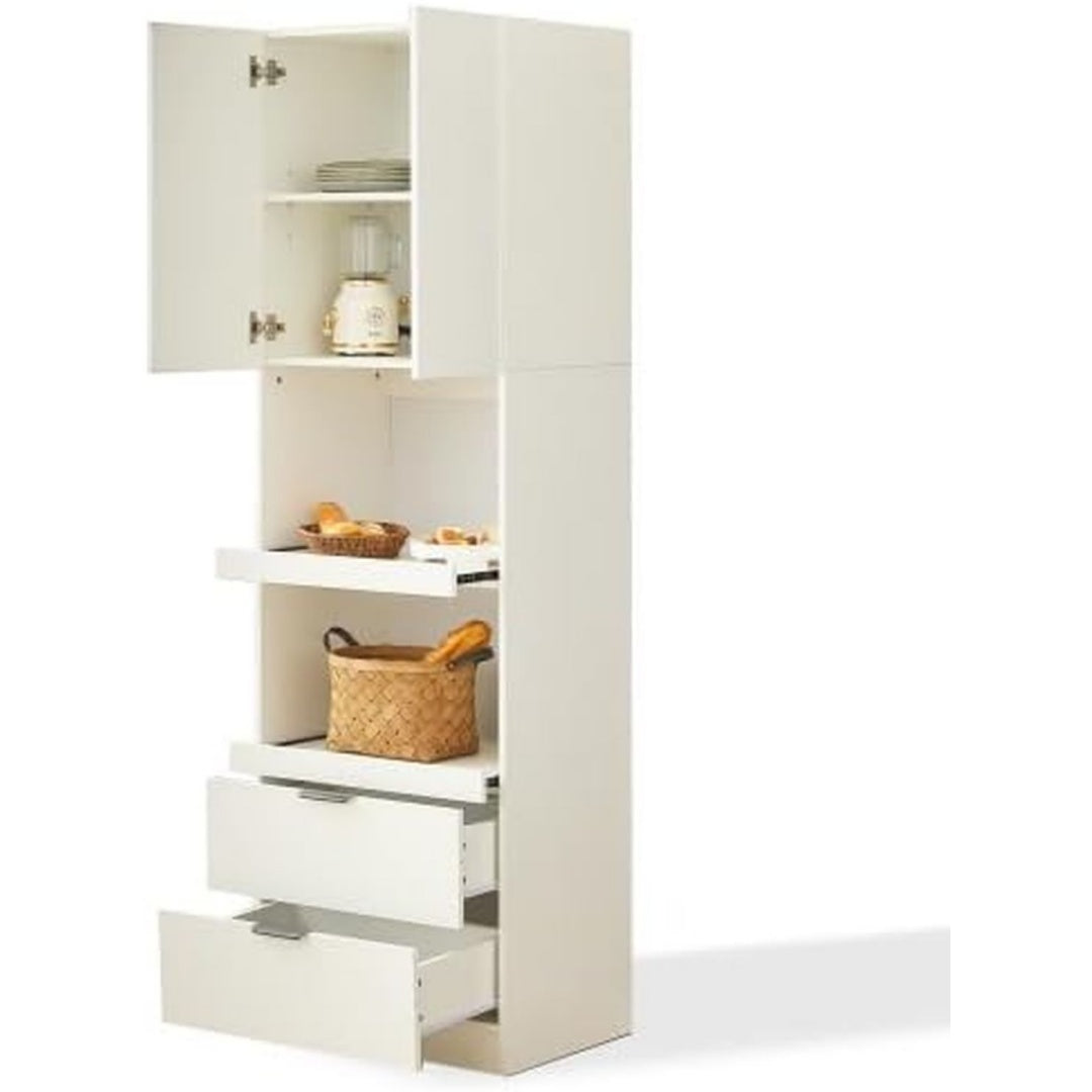 Schubladen treffen auf 2 Schubladen an dem Hochschrank