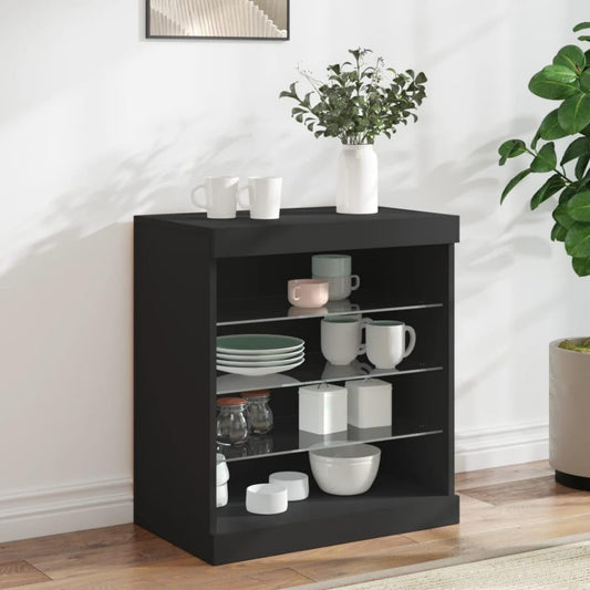 Sideboard aus Holzwerkstoff und Glas in Schwarz