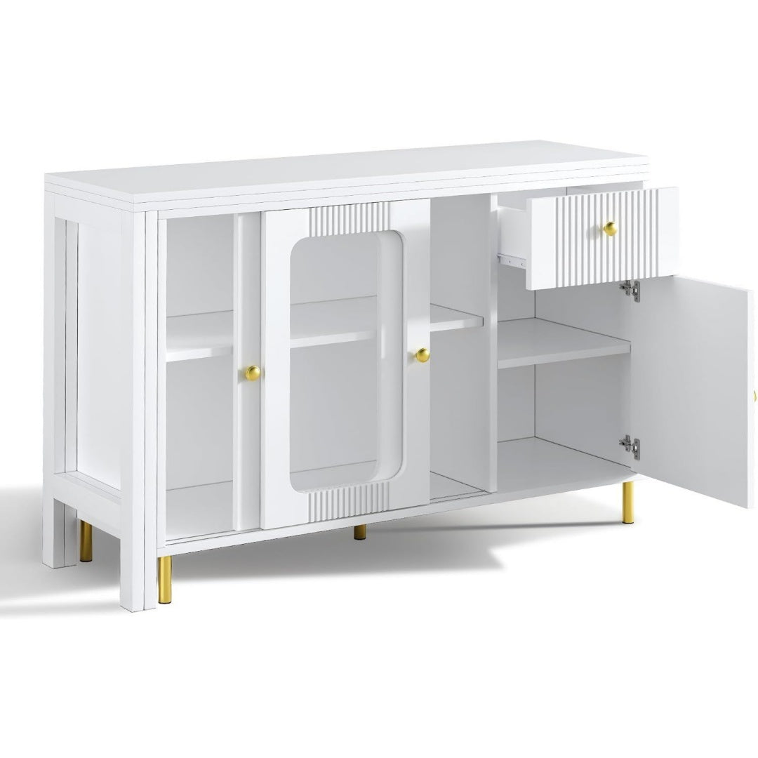 Sideboard mit einem Metallgestell und Schiebetueren